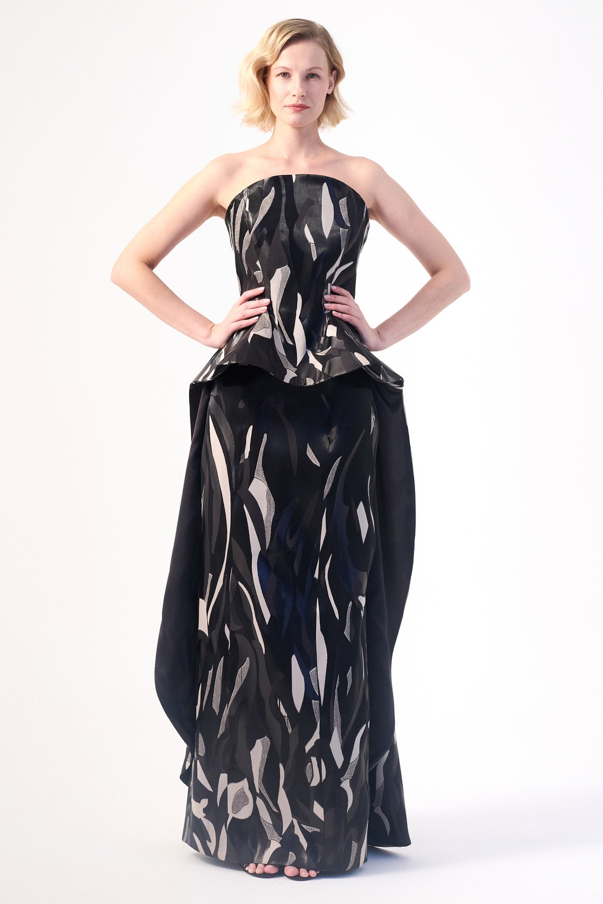 structured bodice strapless evening gown