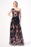 one-shoulder wide-leg silhouette jumpsuit