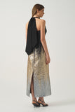 Halter Neck Gradient Jacquard Long  Dress