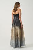 3D Floral Ombre Strapless A-Line Gown