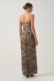 Embroidered Strapless Long Dress