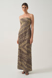Embroidered Strapless Long Dress