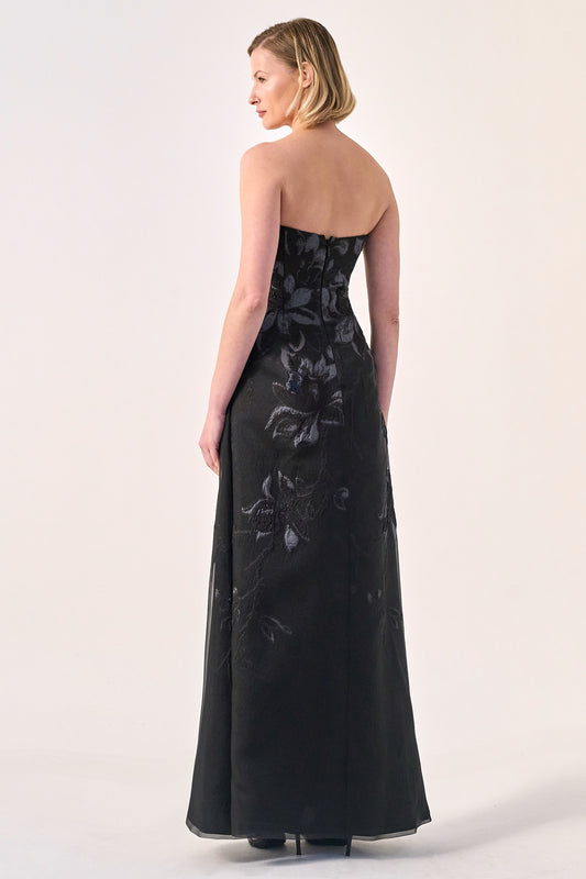 Timeless Elegance: Strapless Floral Embroidered Gown