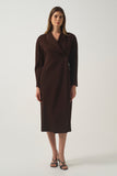 Satin Piped Wrap-Front Coat (Tone on-Tone or Contrast)