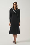 Satin Piped Wrap-Front Coat (Tone on-Tone or Contrast)