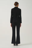 Belted Double-Breasted Tailored Jacket With High-Wasted Subtle Flared Trousers