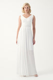 Pleated V-Neck long evening gown