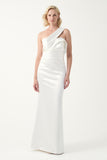 One-Shoulder Draped Satin Gown