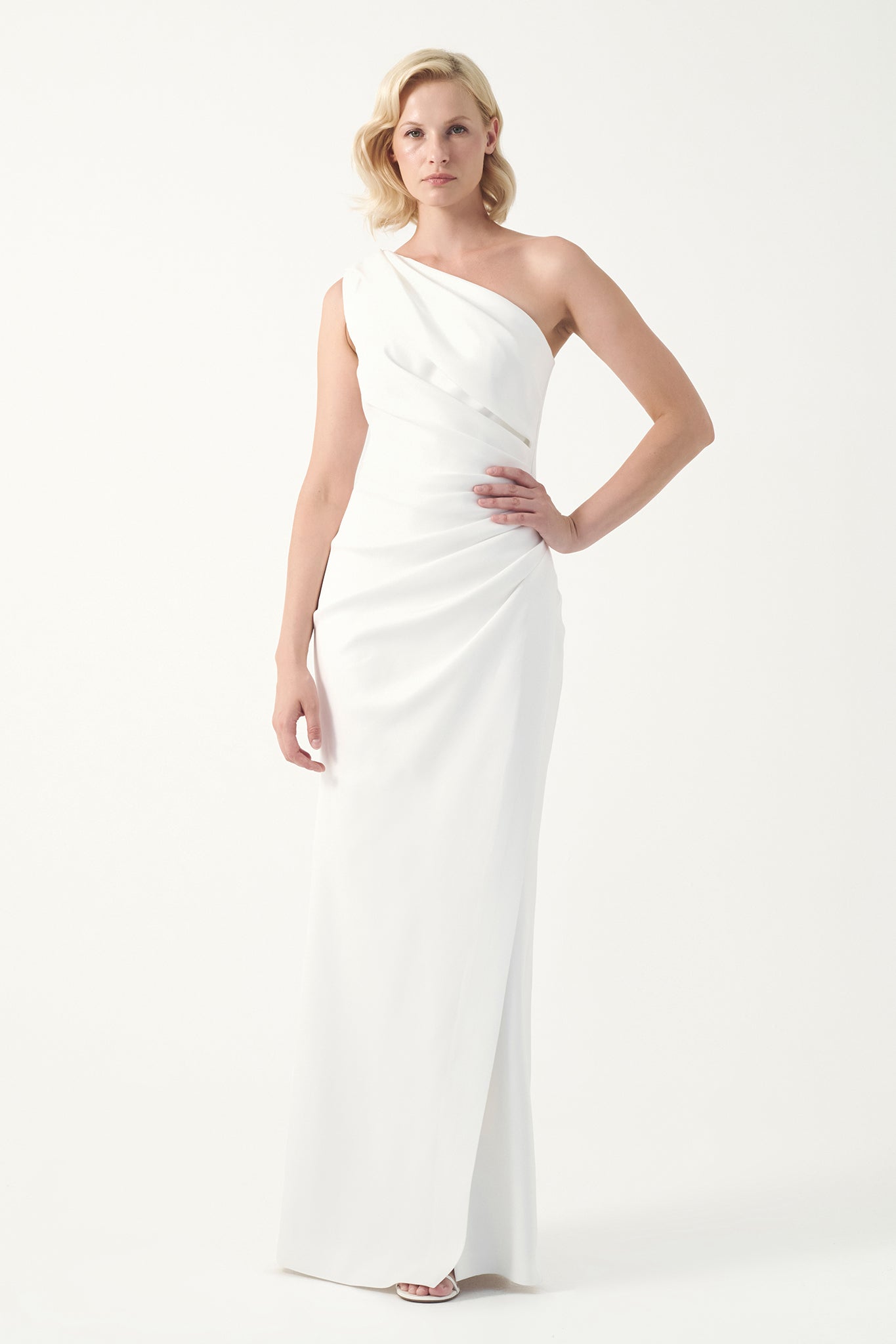asymmetric draped dress Asymmetric Draped Gown Lime