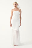 Strapless Textured Bridal Gown with Sheer Hem With Veil