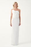 One-Shoulder Soft Draped Column Gown
