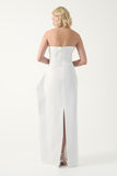 Strapless Draped Long  Dress with Sculptural Detail