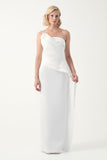 Strapless Draped Long  Dress with Sculptural Detail