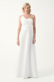 Asymmetric Draped A-Line Long Gown