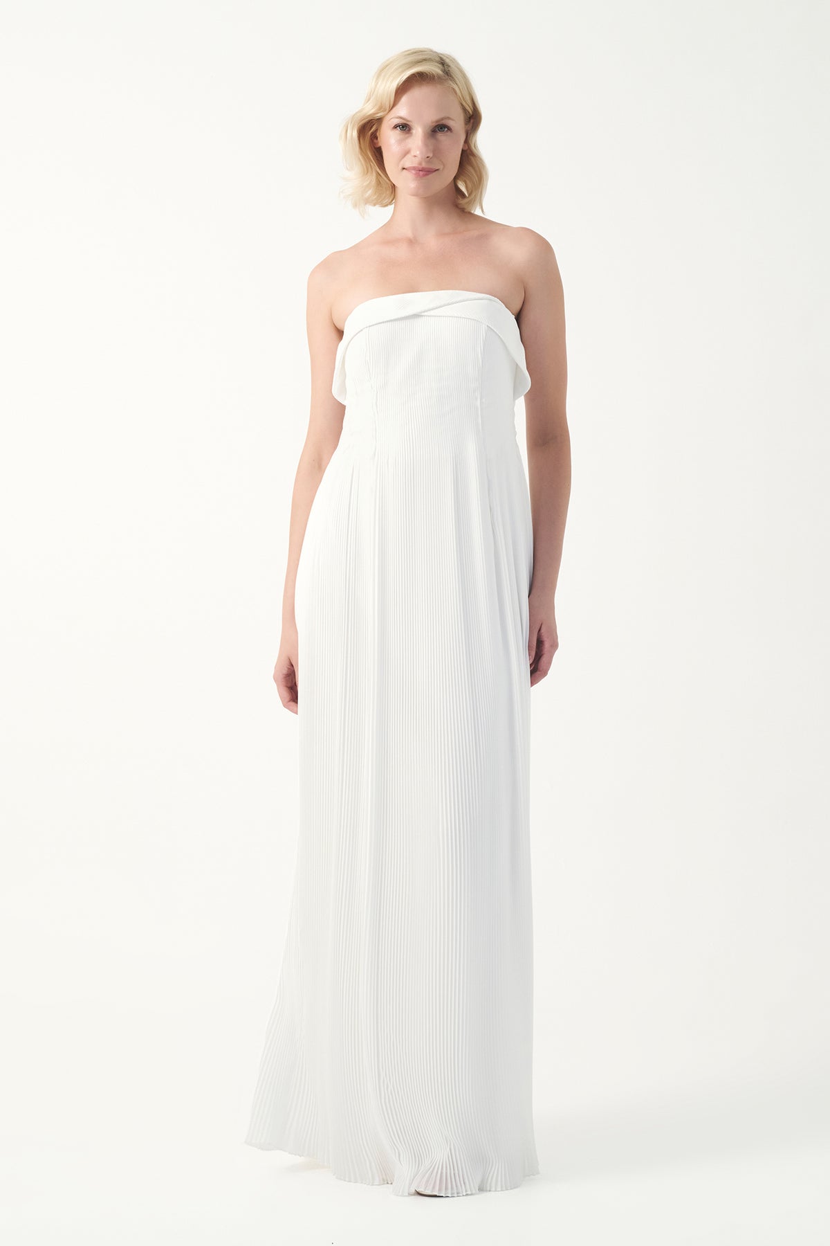 Strapless Pleated Gown