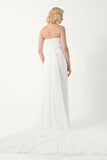 Asymmetric Draped Bridal Gown With detachable train