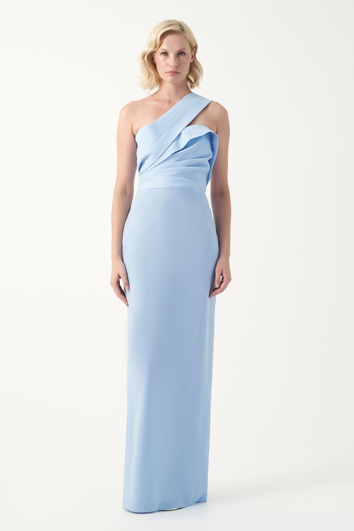 One-Shoulder Draped Column Gown