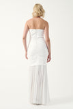 Strapless Draped Gown with Pleated Hem