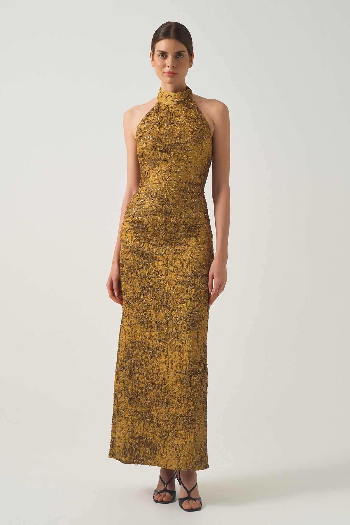 Halter Neck Embroidered Dress