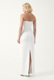 Strapless sweetheart necklace draped long gown
