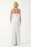 Cape-Detail Column Chiffon Gown