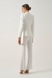 Shawl-Detail Jacket With High-Waisted Subtle Flared Trousers