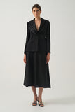 Shawl-Detail Jacket With Classic A-Line Midi Skirt