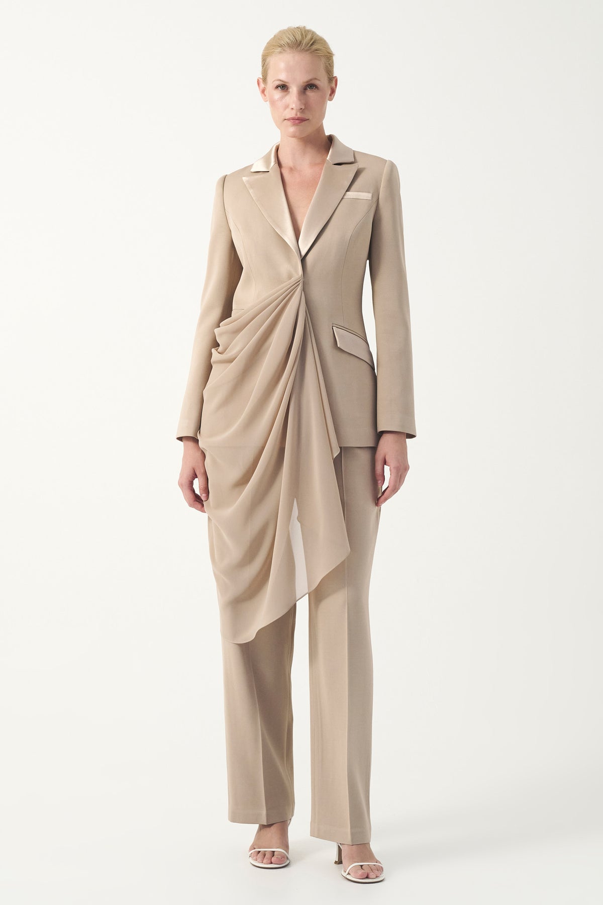 Draped Chiffon Detail Suit