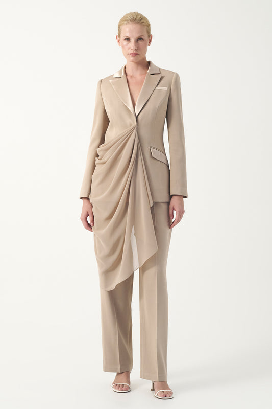 Draped Chiffon Detail Suit