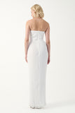 Strapless pleated gown with wrapped bodice