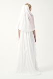 Strapless Ruffle Cascade Gown with Veil
