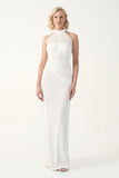 Halter Pleated Column Gown