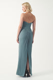Strapless Pleated Chiffon Bridal Gown with Veil