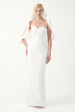 Strapless Pleated Chiffon Bridal Gown with Veil