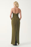 Strapless Pleated Chiffon Bridal Gown with Veil