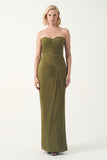 Strapless Pleated Chiffon Bridal Gown with Veil