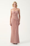 Strapless Pleated Chiffon Bridal Gown with Veil
