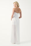 Strapless Overlay Pleated Gown