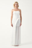 Strapless Overlay Pleated Gown