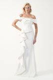 Off-Shoulder Ruffle Draped Gown