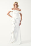 Off-Shoulder Ruffle Draped Gown
