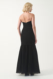 Strapless Draped Pleated Mermaid Gown with veil