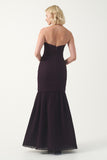 Strapless Draped Pleated Mermaid Gown with veil