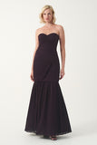 Strapless Draped Pleated Mermaid Gown with veil