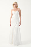 Strapless Draped Pleated Mermaid Gown with veil