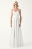 Strapless Draped Bodice long A line Gown