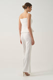 Diagonal-Pleated Strappy Corset with High-Waisted Subtle Flared Trousers