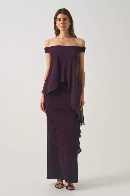 Off-Shoulder Dress with Chiffon Detail