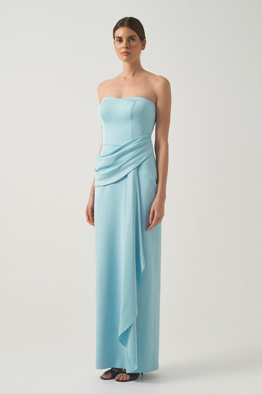 Strapless Draped Long Dress