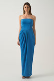 Strapless Pleated Long Dress